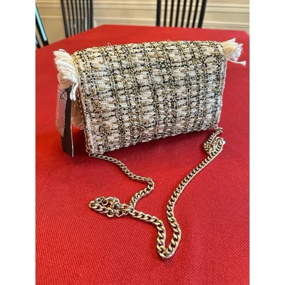 Zara Tweed Fringe Shoulder Bag, NWT - Picture 7 of 12